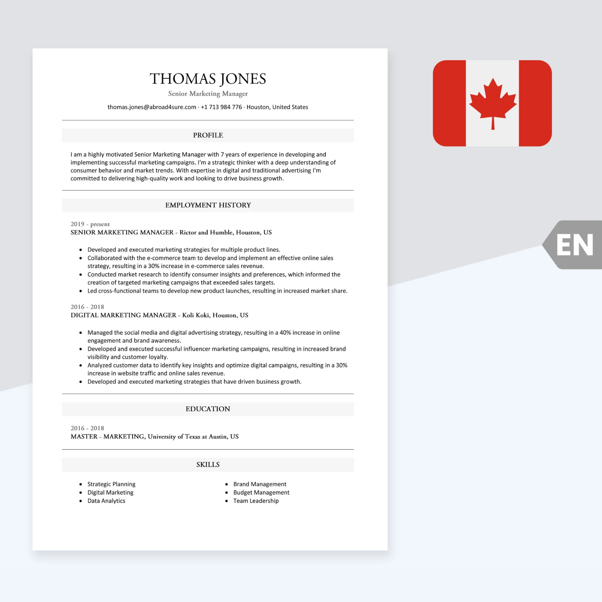 Canadian Resume - Abroad4Sure